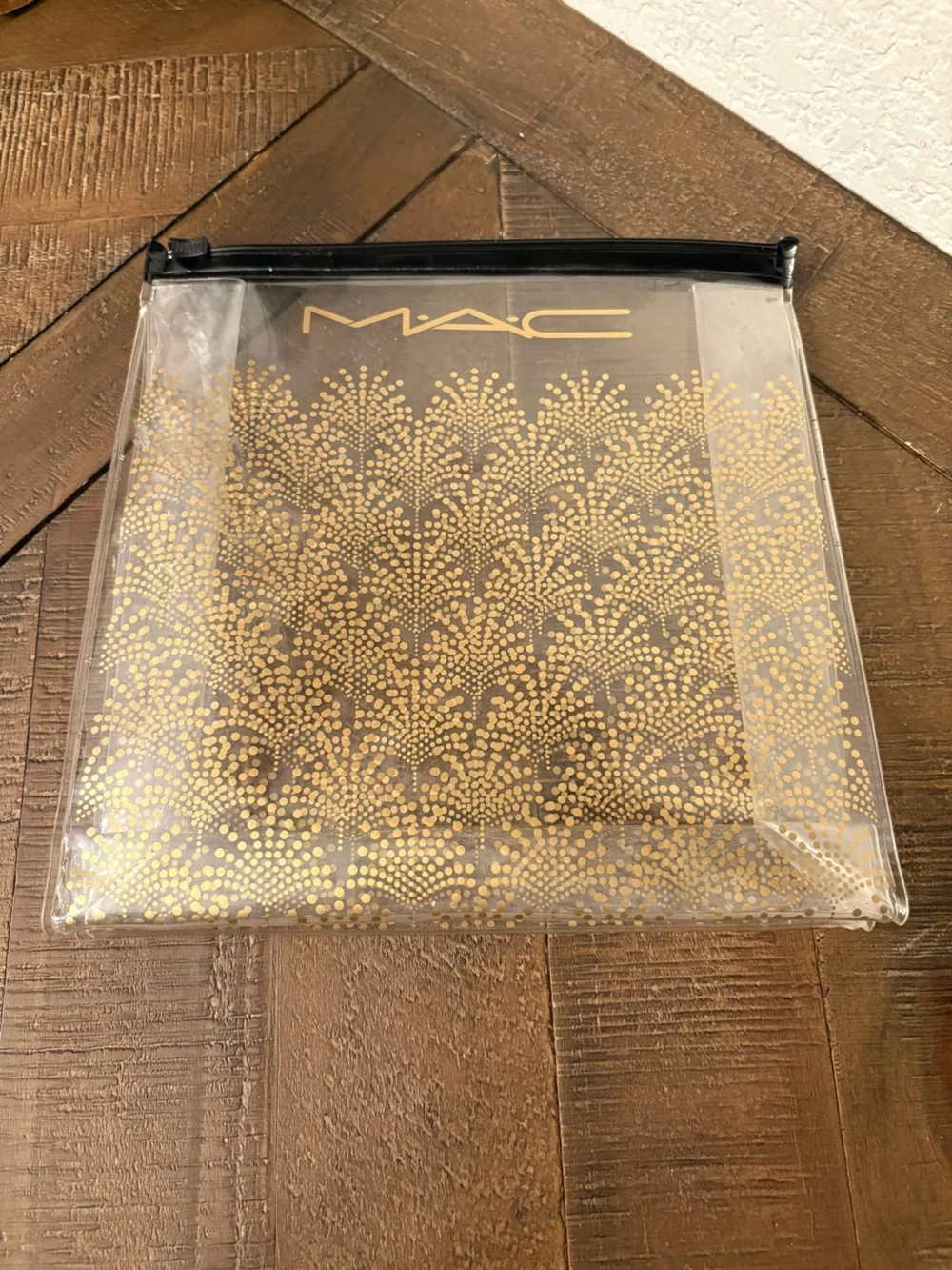 MAC Cosmetics GWP Clear Gold Dot Cosmetic Bag Makeup Travel Case Organizer